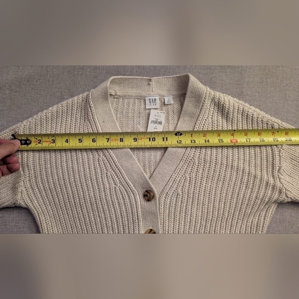 Gap NWT $55 Kids Shaker Stitch Beige Cardigan 100% Cotton Size Small 6-7 NEW! - Picture 12 of 13